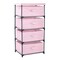 Juvale 4-Tier Dresser for Bedroom - 16.5 x 13 x 33 in, Pink, Modern - Closet Dresser with 4 Fabric Drawers for Clothes & Bedroom Storage